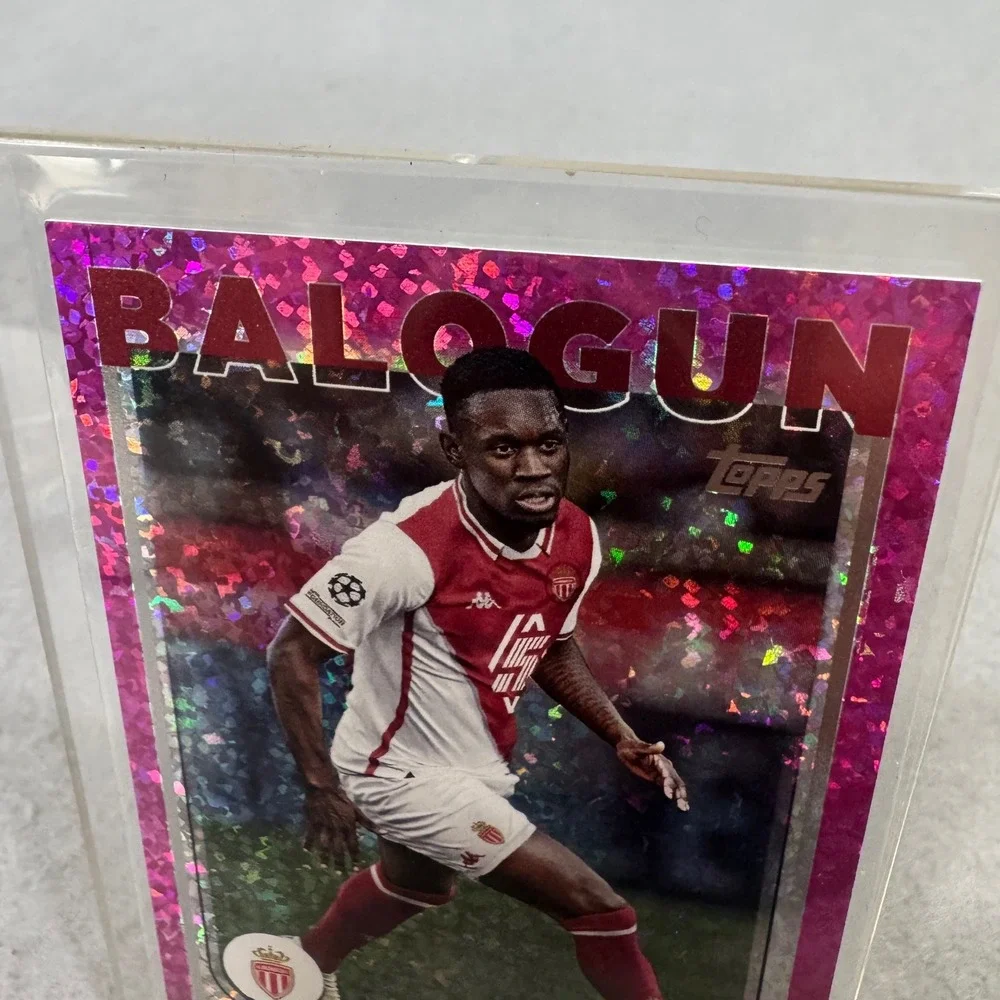 Topps Trading Card Folarin Balogun AS Monaco Pink Sparkle Foil UEFA CL #21